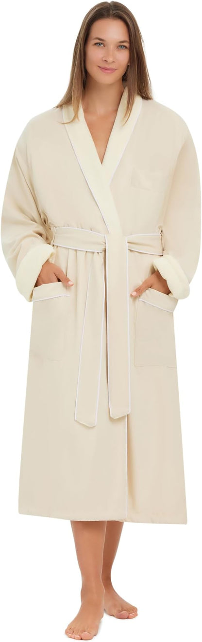 Terry Lined Microfiber Hotel Robe - Luxury Spa Bathrobe by Monarch/Cypress