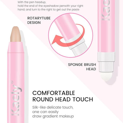 evpct 2Pcs Cream Eyeshadow Sticks Set for Eyes Waterproof, Rose Shimmer & Desert Matte Cream Eyeshadow Applicator Stick Pen, Long Lasting High Pigmented Eye Shadow sombras en crema para ojos 27 + 28