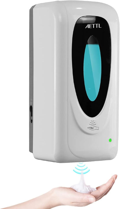 Touchless Automatic Foaming Hand Soap Dispenser Wall Mount, Motion Sensor Foam Liquid Refill Bottle Sanitizer Dispensing for Bathroom Kitchen Home Farmhouse Station 1306-s