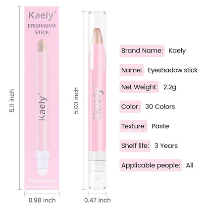 evpct 1Pcs Champagne Shimmer Cream Eye Shadow Brightener Sticks for Eyes Waterproof Pigmented, Double Ended Cream Eyeshadow Stick Pencil Pen with Applicator, Eye Shadow Palette Highlighter Makeup 17