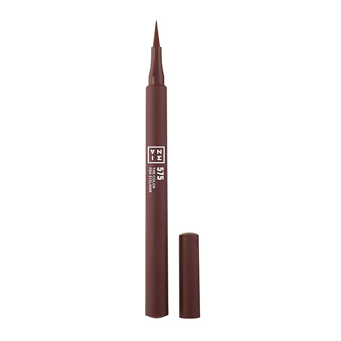 3INA The Color Pen Eyeliner 575 - Ultra Fine Tip 14H Brown Longwear Liquid Liner - Vibrant Colors, Matte, Smudgeproof, Flake Proof Eye Makeup - Cruelty Free, Paraben Free, Vegan Cosmetics - Brown