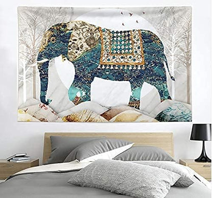 Elephant Tapestry, Forest Moon Tapestries, Bohemian Hippie Boho Trippy Indie Aesthetic Wall Tapestry, Watercolor Yoga Mystic Vintage Wall Hanging, Home Decor for Bedrooms Living Rooms Dorm Studios