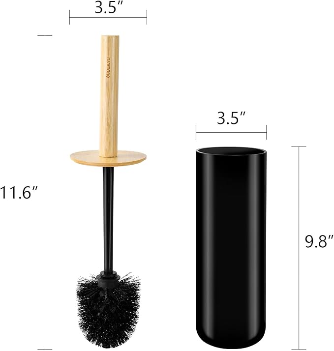 SUBEKYU Toilet Brush, Toilet Bowl Brush and Holder Set, Bathroom Toilet Bowl Cleaner for Deep Cleaning, Black