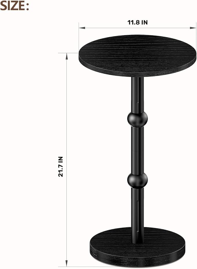 Drink Table, Small Round Side Table for Small Spaces, Modern Accent Round End Tables with Metal Leg, Thickened Wood Pedestal Coffee Tables for Living Room, Bedroom, Narrow Corners,Sofa Couch