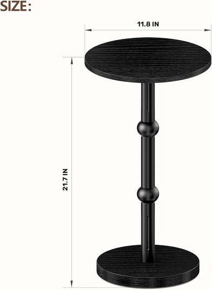Drink Table, Small Round Side Table for Small Spaces, Modern Accent Round End Tables with Metal Leg, Thickened Wood Pedestal Coffee Tables for Living Room, Bedroom, Narrow Corners,Sofa Couch