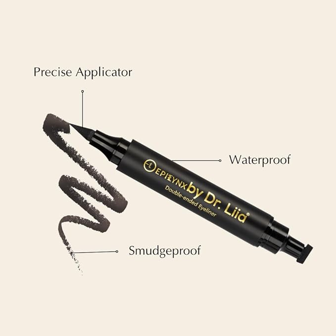 Waterproof Eyeliner - Double-Ended, Long-Lasting Liquid Eyeliner Pen with Precision Tip for Smooth Application - Smudge-Proof, Hypoallergenic, Vegan & Gluten-Free Eye Liner, 2mL Brown