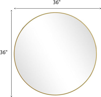BEAUTYPEAK Circle Mirror Gold 36 Inch Wall Mounted Round Mirror with Brushed Metal Frame for Bathroom, Vanity, Living Room, Bedroom, Entryway Wall Decor (Gold, 36 Inches)