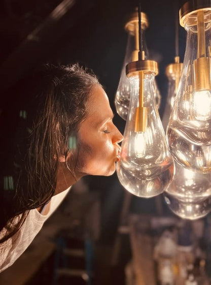 Raindrop Pendant Lights, Bronze Modern Pendant Lights for Kitchen Island with Rod, Penadant Light Fixtures, Chandelier for Living Room Hallway,Bedroom Pendant Light, Bulb Included