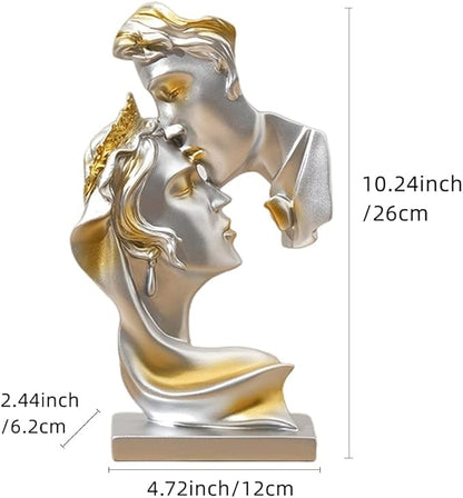 Couples Kiss Sculpture,Abstract Art Couple Sculpture Home Furnishing Resin Statue Decoration Romantic Statue Used for Home Decoration, Wedding, Gift.Silver