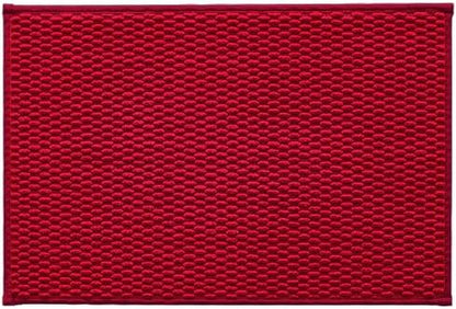 Bathroom Rugs Non Slip Washable, Super Absorbent Thin Bath Mat Small Quick Dry Low Pile Bathroom Rug, Red 16"x24"