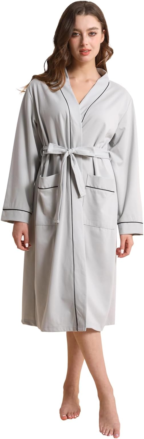 Womens Kimono Robe Lightweight Soft Bathrobe Sleepwear Loungewear with Pockets