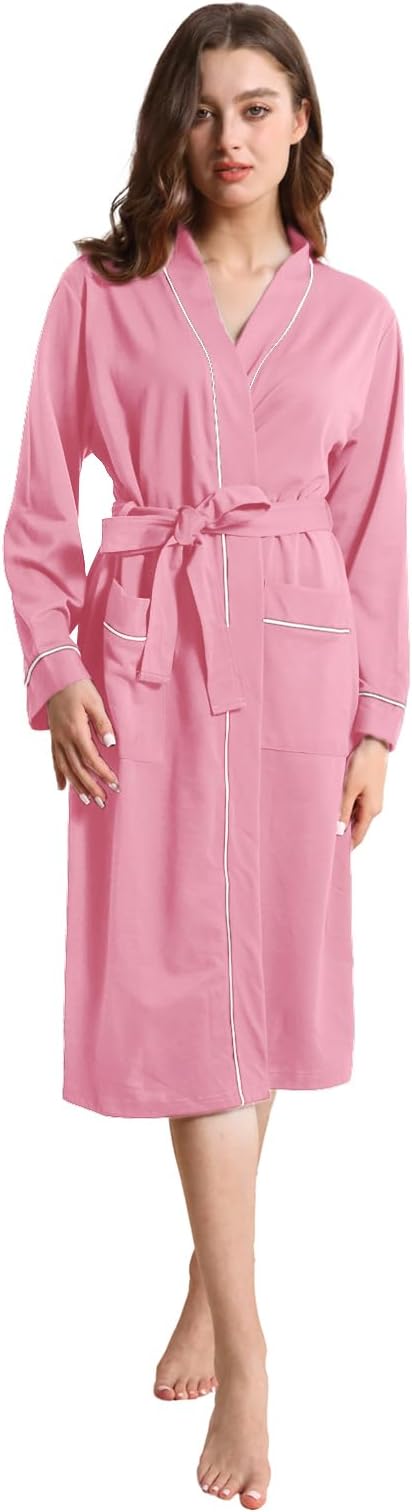 Womens Kimono Robe Lightweight Soft Bathrobe Sleepwear Loungewear with Pockets