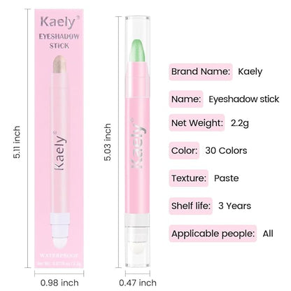 evpct 1Pcs Greenish Cyan Light Green Shimmer Cream Eye Shadow Brightener Sticks for Eyes Waterproof Pigmented, Double Ended Cream Eyeshadow Stick Pencil Pen with Applicator, Eye Shadow Palette