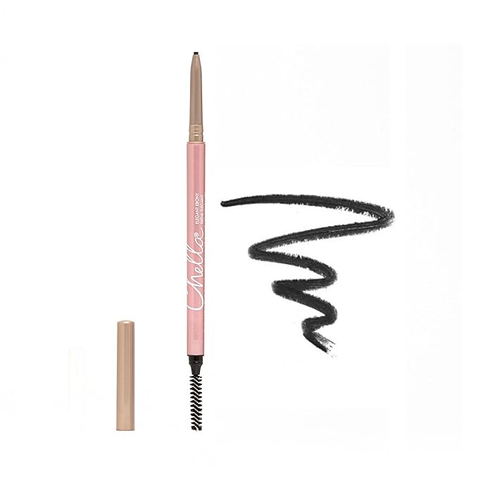 Chella Eyebrow Pencil - Vegan, Gluten Free, Cruelty Free, Paraben Free, Long Wearing, Smooth Consistency (Elegant Ebony)