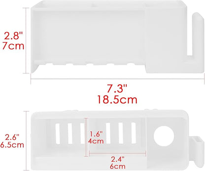 5 Slots Wall Mount Toothbrush Holder with Storage Box, Self Adhesive Toothbrush Storage Organizer for Shower, Toothpaste & Toothbrush Hanger for Bathroom, Medicine Cabinet, Dorm (White)
