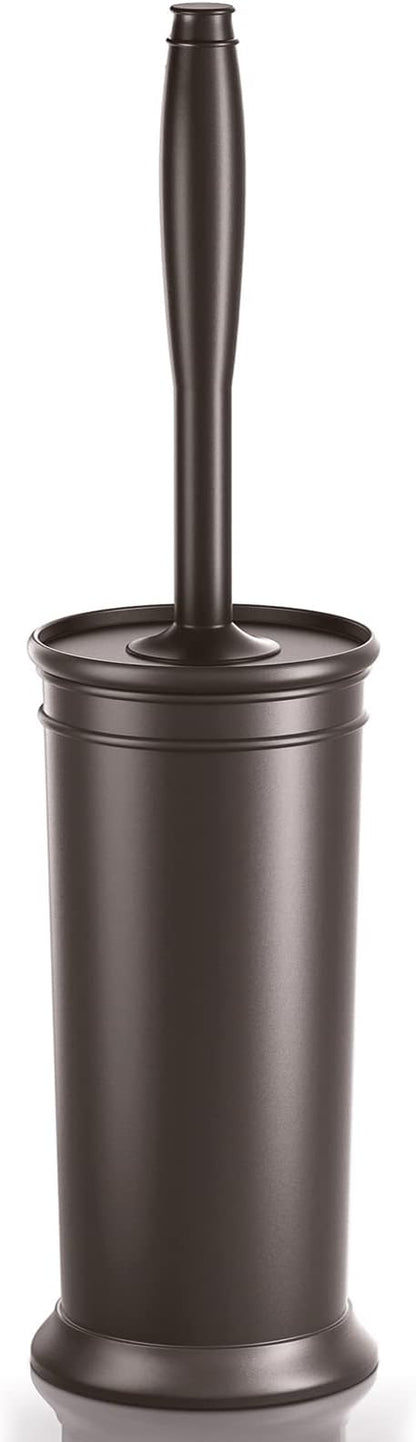 UPTRONIC Toilet Brush, Toilet Bowl Brush with Extra Long Handle Durable Bristles Toilet Scrubber and Covered Holder for Toilet Brush Set for Bathroom Cleaning (Brown, 1 Set)