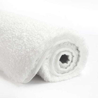Suchtale Non Slip Shaggy Microfiber Bath Mat, 16 x 24, White - Thick Plush Absorbent Mat - Machine Washable, for Bathroom & Shower