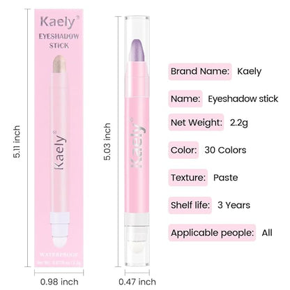 evpct 1Pcs Violet Purple Shimmer Cream Eye Shadow Brightener Sticks for Eyes Waterproof Pigmented, Double Ended Cream Eyeshadow Stick Pencil Pen with Applicator, Eye Shadow Palette Highlighter Makeup