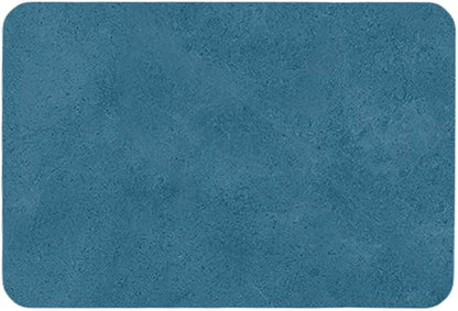 Bathroom Mat Quick Dry, Bathroom Rugs Non Slip Washable Thin Absorbent Bath Mat Fits Under Door Bathroom Floor Mat Perfect for Bath, Shower, or Sink 24"x36" Denim Blue