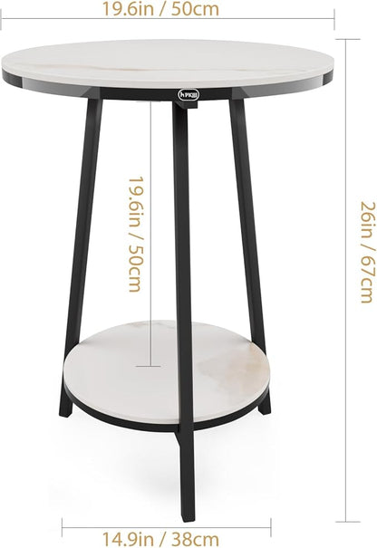 Side Table - Sintered Stone End Couch Table with Metal Frame & Gold Veins for Sofa Living Room Bedroom Bedside Coffee Small Spaces - Waterproof, Scratch-Resistant - Easy Assembly