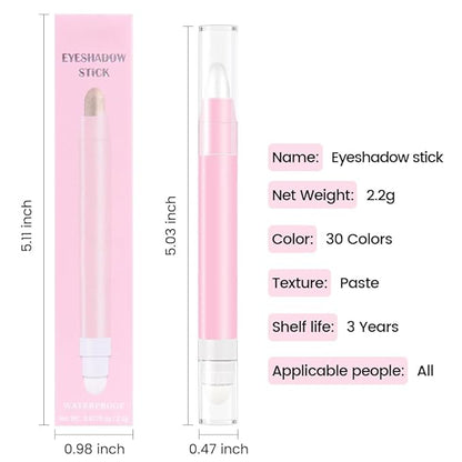 evpct 1Pcs Pearl White Shimmer Cream Eye Shadow Brightener Sticks for Eyes, Double Ended Cream Eyeshadow Stick Pencil Pen with Applicator, Eye Shadow Palette Highlighter Makeup Waterproof Pigmented 01