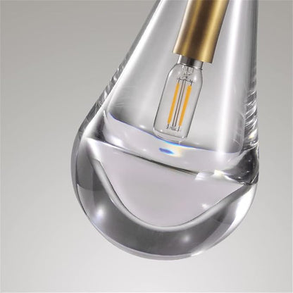 Raindrop Pendant Lights 2 Pack, Pendant Lights for Kitchen Island, Brass Rod Dining Room Light Fixture, Raindrop Chandelier, Pendant Lights for Living Room Hallway, Including Bulb
