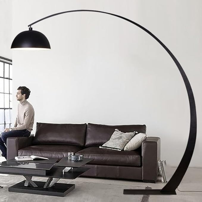 Prismatica | Half Arc Metal Floor Lamp with Brushed Finish | Modern Look for Living Room