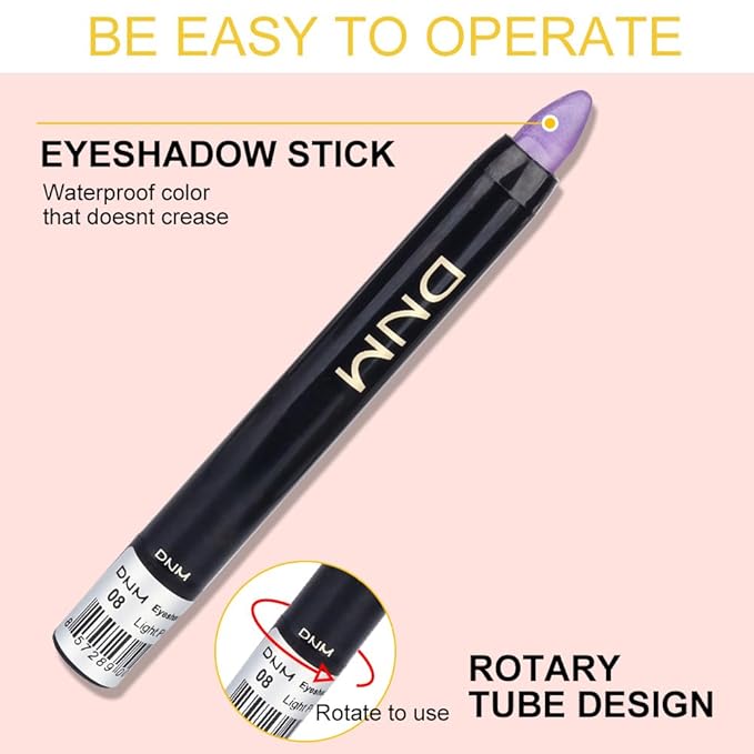 evpct 8Pcs Cream Eyeshadow Stick Eye Makeup Set for Women, Beige Gold Desert Mocha Pink Sky Dazzling Blue Green Light Purple Glitter Shimmery Eye Shadow Pencil Crayon Waterproof sombras para ojos 02
