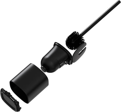 Toilet Brush and Holder Set Toilet Bowl Brush Stainless Steel Automatic Toilet Bowl Cleaner Brush with Durable Bristle Head Toilet Cleaning Brush for Bathroom 2 Pack Set Black