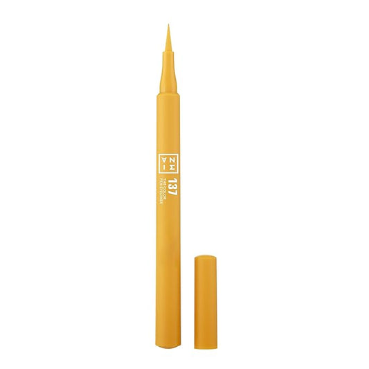 3INA The Color Pen Eyeliner 137 - Ultra Fine Tip 14H Yellow Longwear Liquid Liner - Vibrant Colors, Matte, Smudgeproof, Flake Proof Eye Makeup - Cruelty Free, Paraben Free, Vegan Cosmetics - Yellow