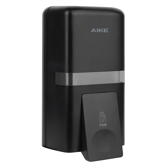 AIKE Wall Mount Liquid Soap Dispenser, 27oz Large Capacity with Extended Pump for Commercial Bathrooms(Black)