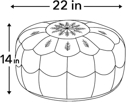 Stuffed Arch Design Moroccan Leather Pouf Ottoman, Handmade, Pre-Filled, 100% Genuine Leather, 14” Height x 22” Diameter – Boho Chic Footstool & Living Room Décor