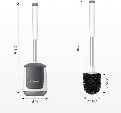 SetSail Toilet Brush 3 Pack Toilet Bowl Brush and Holder Toilet Cleaner Brush with Nylon Bristles Ventilated Toilet Brushes for Bathroom with Holder for Toilet Scrubber Cleaning, White & Grey