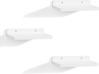Small Floating Shelves for Wall,5x8.5 Inches Wall Shelf Set of 3,Display Shelf for Bedroom, Bathroom, Kitchen Decor (White)