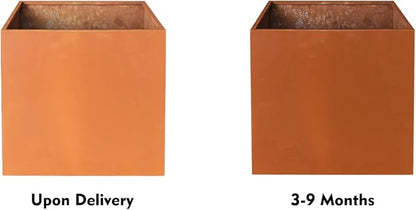 Corten Steel Planter Box Metal Square Planters Steel Large Planter Outdoor Tall Plant Durable Antique Detached for Commercial Residential Patio Deck and Backyard 26 Inch