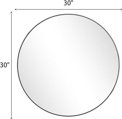 BEAUTYPEAK 30 Inch Round Mirror, Metal Frame Circle Mirror, Wall Mounted for Entryway, Bathroom, Vanity, Living Room, Black