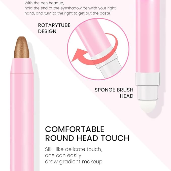 evpct 1Pcs Bronze Shimmer Cream Eye Shadow Brightener Sticks for Eyes Waterproof Pigmented, Double Ended Cream Eyeshadow Stick Pencil Pen with Applicator, Eye Shadow Palette Highlighter Makeup 20