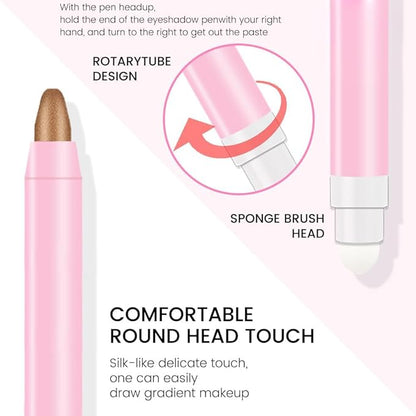 evpct 1Pcs Bronze Shimmer Cream Eye Shadow Brightener Sticks for Eyes Waterproof Pigmented, Double Ended Cream Eyeshadow Stick Pencil Pen with Applicator, Eye Shadow Palette Highlighter Makeup 20