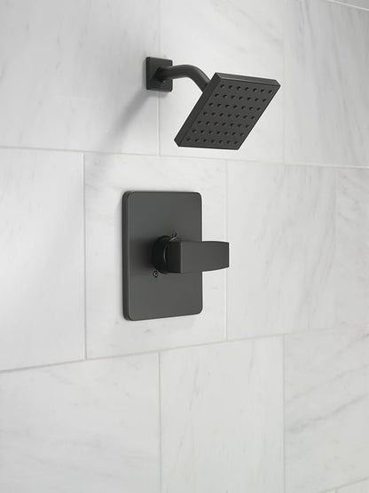 Delta Modern 14 Series Shower Faucet Set, Matte Black Shower Head and Handle Set, Valve Trim Kit, Matte Black T14267-BL-PP (Valve Not Included)