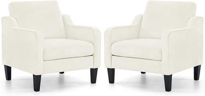 VINGLI Mid Century Modern Accent Chairs Set of 2, Comfy Armchair Chenille Sofa Upholstered Side Reading Chair for Living Room, Bedroom, Play Room, Apartment, Office
