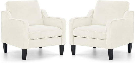VINGLI Mid Century Modern Accent Chairs Set of 2, Comfy Armchair Chenille Sofa Upholstered Side Reading Chair for Living Room, Bedroom, Play Room, Apartment, Office