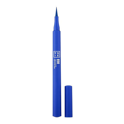 3INA The Color Pen Eyeliner 850 - Ultra Fine Tip 14H Blue Longwear Liquid Liner - Vibrant Colors, Matte, Smudgeproof, Flake Proof Eye Makeup - Cruelty Free, Paraben Free, Vegan Cosmetics - Blue