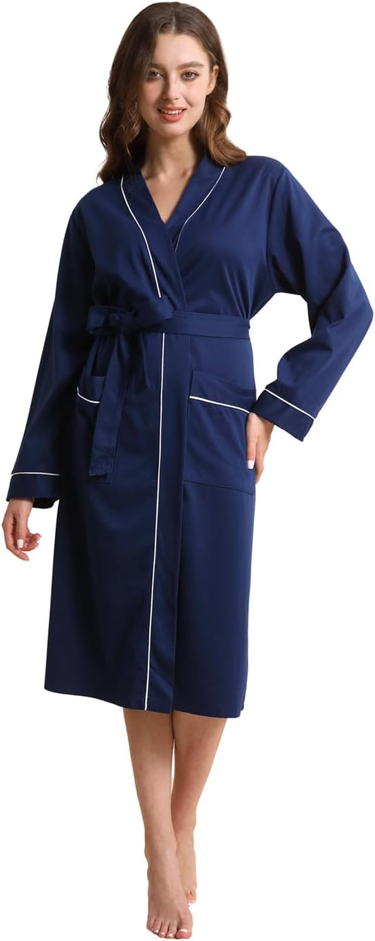 Womens Kimono Robe Lightweight Soft Bathrobe Sleepwear Loungewear with Pockets