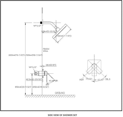POP SANITARYWARE Single Function Shower Trim Kit with Rough-in Valve, Bathroom Rain Shower Set Bath Rainfall Shower Faucet System with Square Stainless Steel Metal Showerhead, Polished Chrome