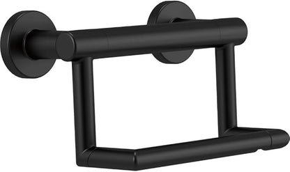 Delta Contemporary (1-Pack) Toilet Paper Holder w/ Assist Bar ADA Compliant Matte Black Bathroom Safety Handle | Wall Mount 300 lb Capacity, Balance, Handicap Grip 41550-BL