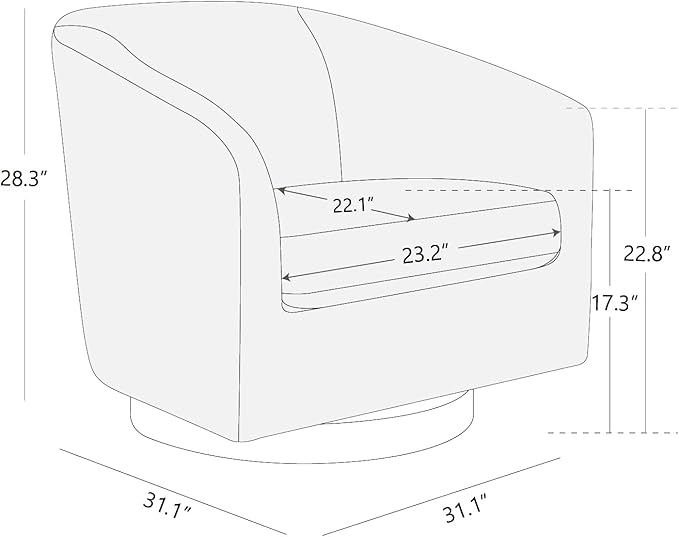 CHITA Swivel Accent Chair, FSC Certified Upholstered Fabric Barrel Chair for Living Room, Ivory