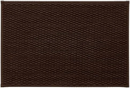 Bathroom Rugs Non Slip Washable, Super Absorbent Thin Bath Mat Small Quick Dry Low Pile Bathroom Rug, Brown 16"x24"