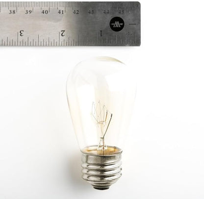 100 Foot Commercial Outdoor String Lights with 50 Suspended Sockets and S14 11 Watt Bulbs (+ 2 Free Spares) - E26 Vintage String Lights for Patio, Yard, Deck, Cafe, Bistro and More