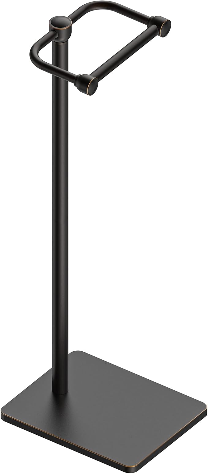 RUACQ Toilet Paper Holder Stand, Bathroom Toilet Paper Roll Holder Free Standing, Toilet Tissue Holder Stand with Post Pivoting Design, Stable Weighted Base, SUS304 Stainless Steel (Oil Rubbed Bronze)