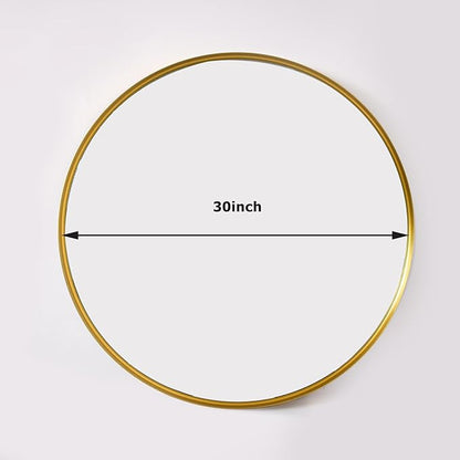 30 Inch Round Bathroom Mirror - Wall Mounted Circle Mirror with Metal Frame, Modern Mirror Suitable for Bathroom, Vanity, Entryway, Living Room, Wall Decor,Gold